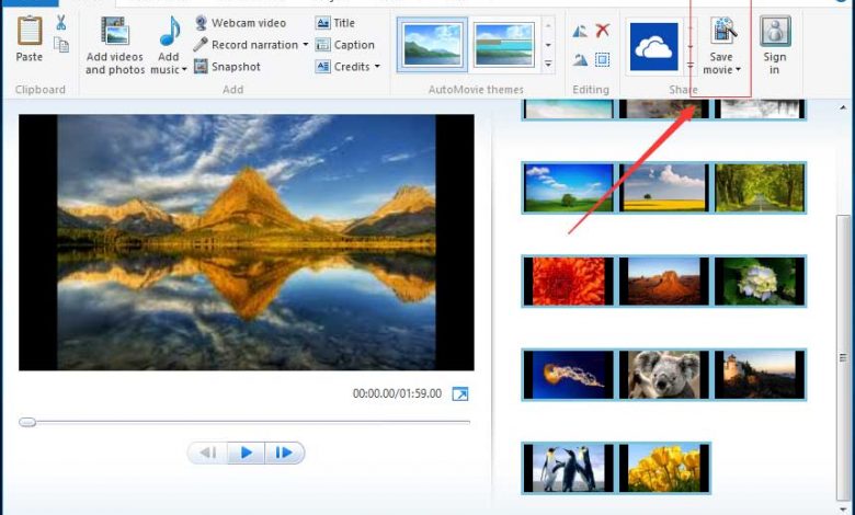 How to save a movie maker file as mp4