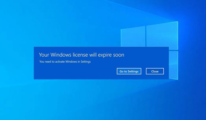 Your windows license will expire soon win 10